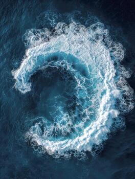 Dynamic Ocean Waves in a Crescent Shape Creating Chaos on Water photo