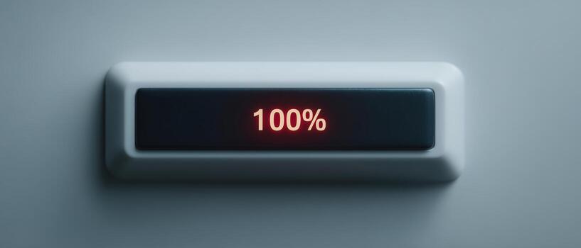 Red Digital Display Showing 100 Percent Battery Charge Indicator photo