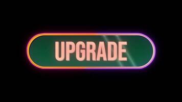 uppgradera nu, knapp klick animering med dator mus markören och lyx neon glöd färgrik gräns på svart bakgrund video