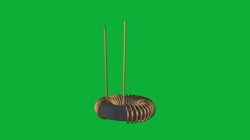 3D Inductor Rotating on Green Screen Background, Realistic Electronic Coil Component Animation for Circuit Design, Electronics, Engineering, and Technology Projects video