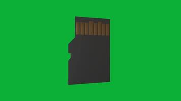 3D SD Memory Card with Realistic Design Rotating Seamlessly on Green Screen Background for Technology, Electronics, Storage, and Digital Media Presentations video
