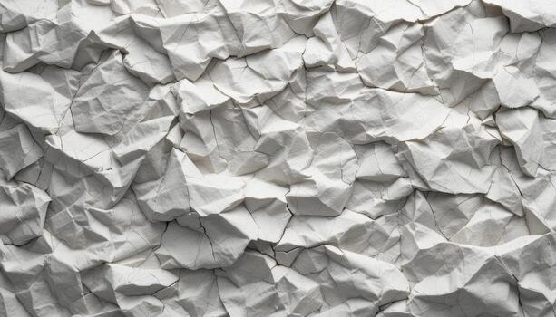 texturizado blanco estropeado papel con intrincado pliegues y oscuridad creando un dinámica visual apelación foto