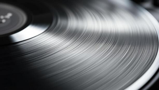 Close-up View of a Vinyl Record Spinning on a Turntable in a Cozy Setting photo