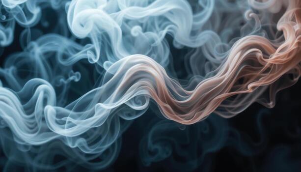 Swirling Smoke Patterns Create Ethereal Shapes in Dark Background photo