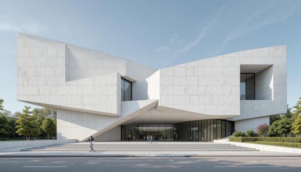 moderno arquitectónico obra maestra vitrinas único diseño y limpiar líneas en urbano ajuste foto