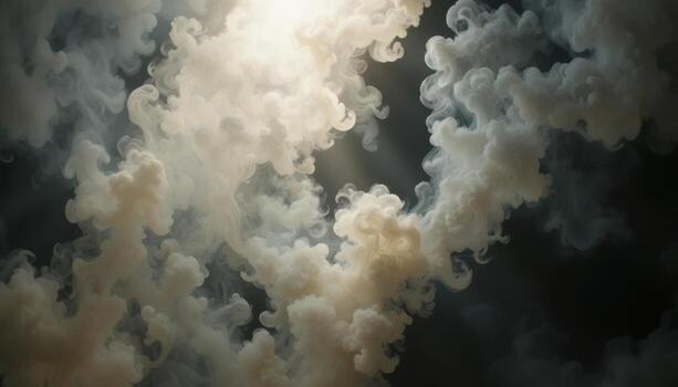 Whirling Clouds of Mist Create an Ethereal Atmosphere in a Dimly Lit Space photo