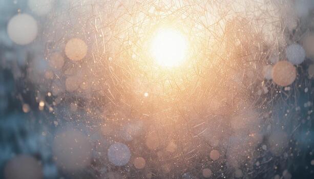 Beautiful Sunlight Shining Through Textured Ice With Gentle Bokeh Effects in a Winter Landscape photo
