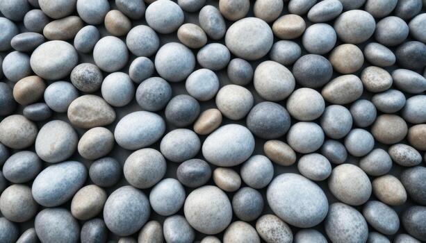 Variation of Smooth Stones in Different Shades and Sizes Scattered on a Surface photo
