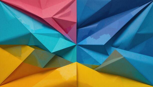 Colorful Geometric Paper Design Showcasing Bright and Vibrant Patterns Across Different Surfaces photo