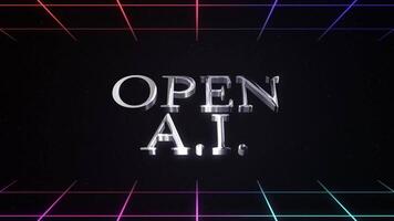 OPEN A.I. TEXT ANIMATION WITH GRID BACKGROUND video