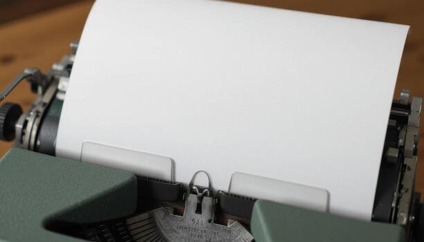 Typewriter With Blank Paper Ready for Creative Writing in a Cozy Workspace photo