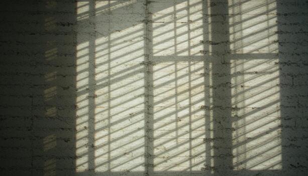 Shadows and Lines Create Patterns on a Wall From Window Light in an Indoor Space photo