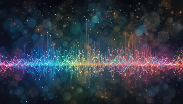 Vibrant Sound Waves With Colorful Lights Create a Dynamic Visual Experience at Night photo