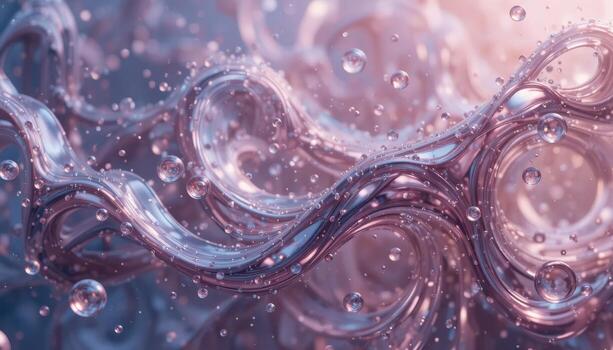 Fluid Patterns in Colorful Waves With Bubbles in Soft Light During a Serene Moment of Tranquility photo