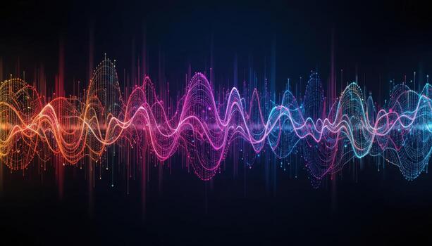 Colorful Sound Waves Visual Representation With Vibrant Tones in a Dark Background photo
