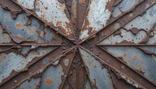 Rusty Metal Surface With Geometric Patterns Shows Aging and Wear in Industrial Design photo