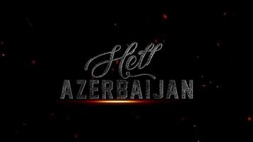 Ciao azerbaijan testo con ardente particelle effetto su un' buio sfondo, simboleggiante il nazioni nome con un' potente e dinamico visivo presentazione, 4k risoluzione video