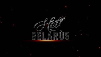 Hello Belarus text with fiery embers and particles on a dark background, symbolizing power and intensity, 4k resolution video