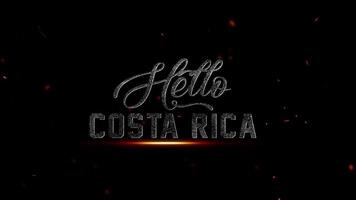 Olá costa rica texto com grunge efeito e faíscas em Preto fundo, 4k resolução video