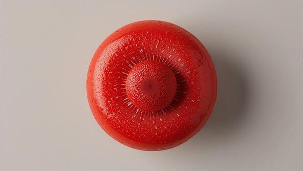 Red Sphere With Unique Texture And Pattern On Smooth Surface photo