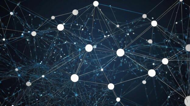 Abstract network of connected dots and lines representing data transmission, communication, and digital interaction concepts photo