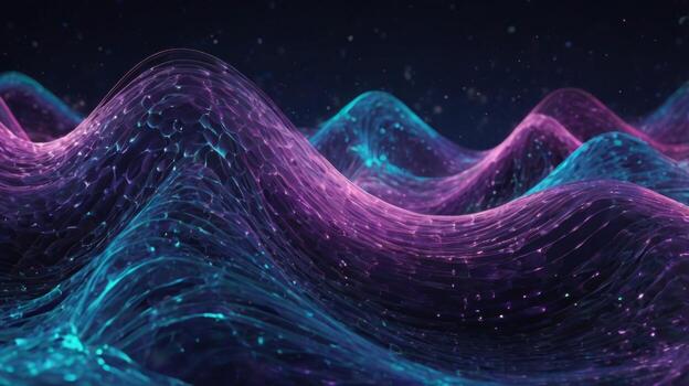 Colorful Abstract Waves in Digital Space with Glowing Particles and Light Effects in a Modern Futuristic Style photo