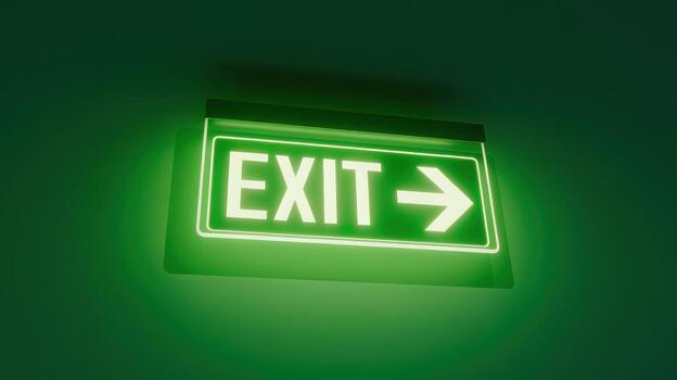 Glowing Green Exit Sign Illuminates the Path to Safety photo