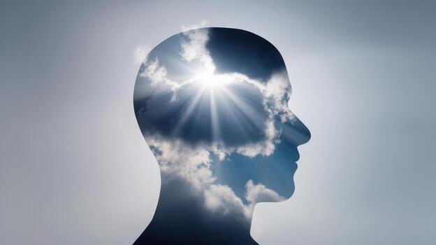 Thinking About Brighter Days Sky Filled With Fluffy Clouds in the Mind photo