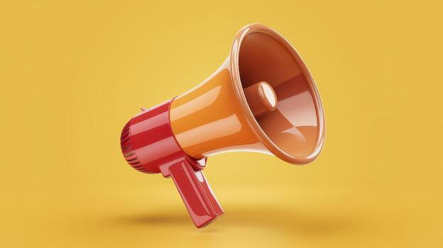 Shiny Megaphone on Yellow Background for Making an Important Announcement photo
