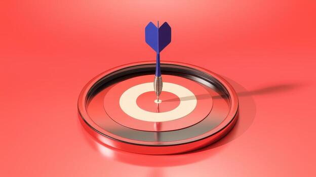 Dart Successfully Hits the Bullseye on a Red and Cream Target photo