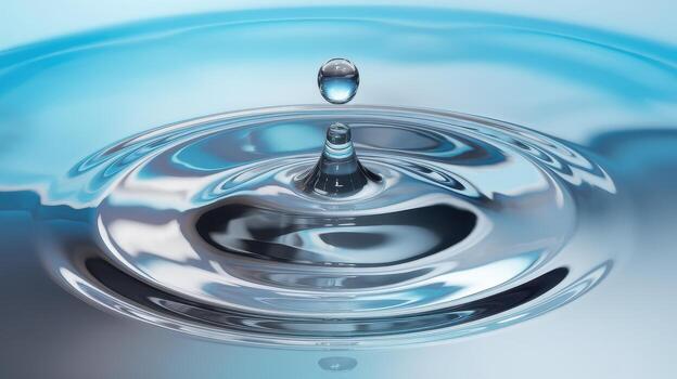 Droplet Impacts Water Surface Creating Ripples in Bright Light photo