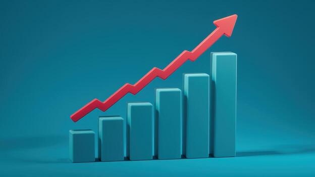 Business Growth Chart Shows an Upward Trend With Red Arrow photo