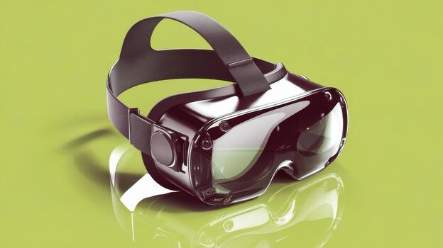 virtual realidad auriculares en un verde superficie, tecnología para inmersivo experiencias foto