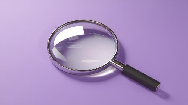 Magnifying Glass With Silver Frame on the Purple Background photo