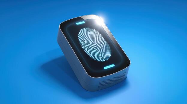 Fingerprint Scanner Device Displays Digital Biometric Authentication photo