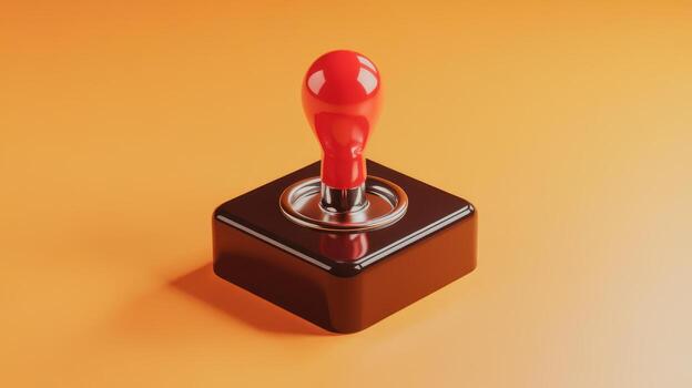 Classic Joystick Sits on an Orange Surface in a Studio Setting, Reminiscent of Retro Arcade Games photo