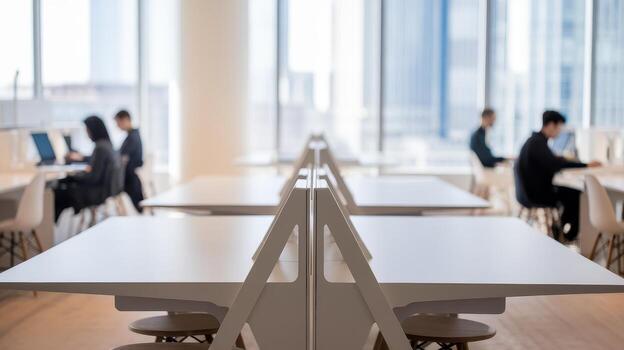 Working in Modern Office Space With Large Windows During the Day photo