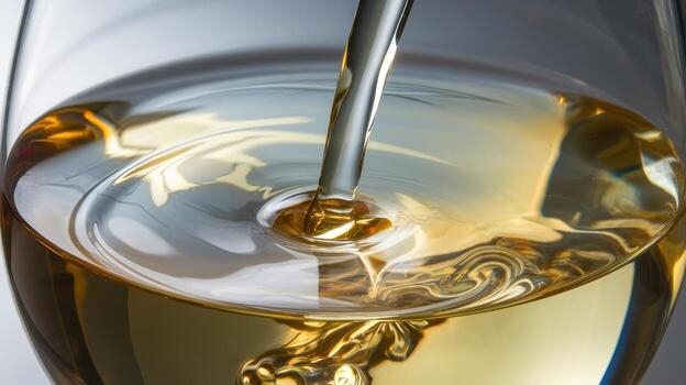 White Wine Being Poured Into a Glass in a Close Up Shot photo