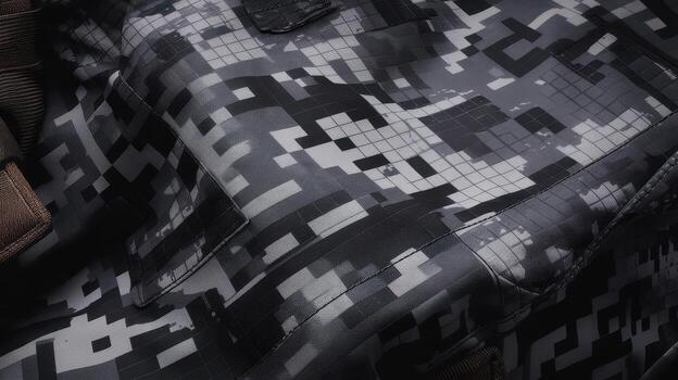 Close up of Urban Camouflage Pattern Fabric on a Jacket photo