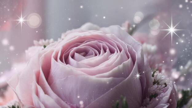Close up of a Lavender Rose With Magical Sparkling Effects photo