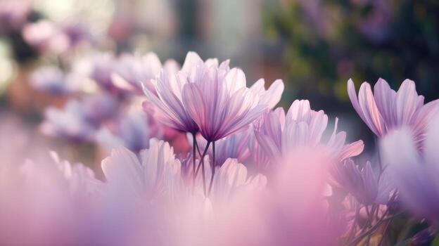 Light Purple Flowers Bloom Softly in a Field During a Warm Spring Day photo