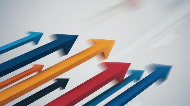 Colored Arrows Pointing Upward Represent Growing Business Strategy photo