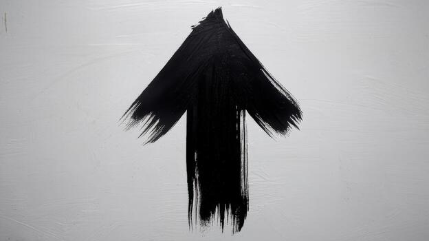 Black Paint Forms Upward Arrow Against a Simple White Textured Background photo