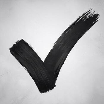 negro Cepillo de pintura crea negrita cheque marca en un blanco superficie en un estudio foto