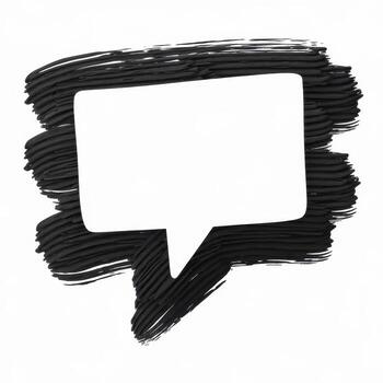Speech Bubble With Painted Black Brushstrokes on a White Background Design photo