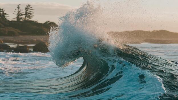 Crashing Wave During Golden Hour at Pacific Ocean Coastline, Near Samuel H. Boardman State Scenic Corridor photo