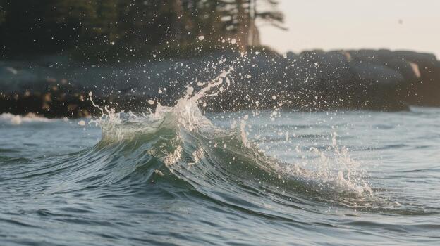 Ocean Wave Crests and Splashes Along the Pacific Northwest Coast During the Day photo