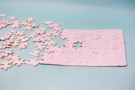 The last piece is missing from the puzzle, a metaphor for problem solving photo