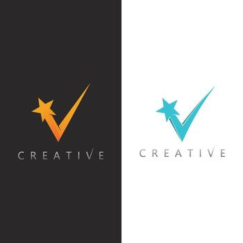 Minimalist Green Check Symbol for Approval and Confirmation Concepts with star vector