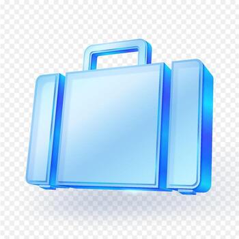 Transparent 3D briefcase icon in glass style, ideal for business, finance, or office related applications and UI, UX design. vector